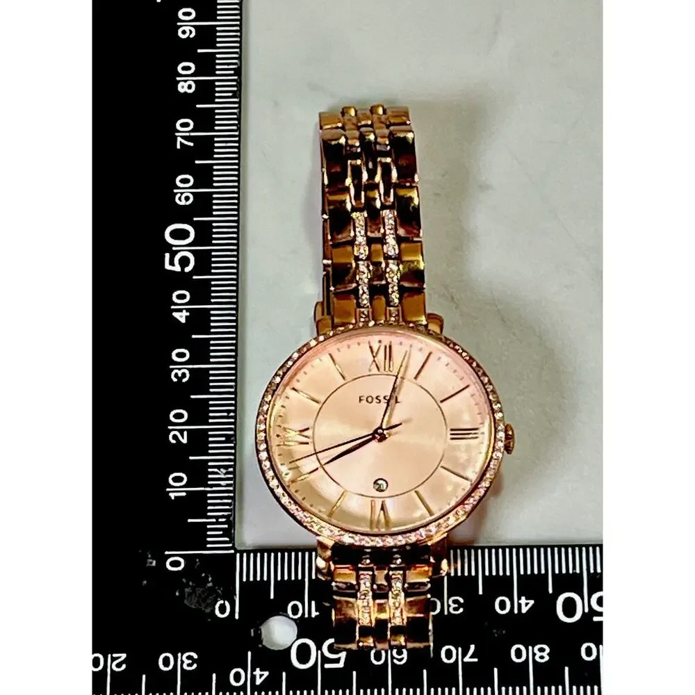 Fossil Jacqueline ES3546 Women’s Rose Gold Crystal Quartz Watch 36mm Date